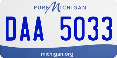 MI license plate DAA5033