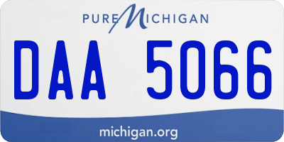 MI license plate DAA5066