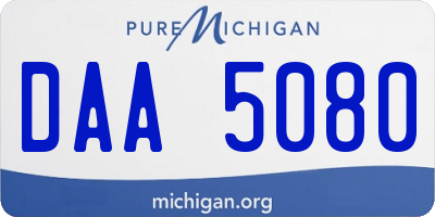 MI license plate DAA5080
