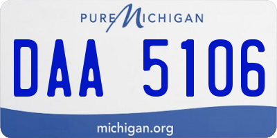 MI license plate DAA5106