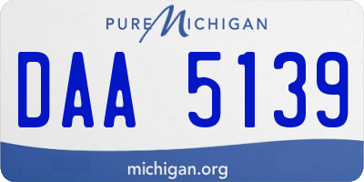 MI license plate DAA5139