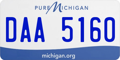 MI license plate DAA5160