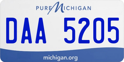 MI license plate DAA5205