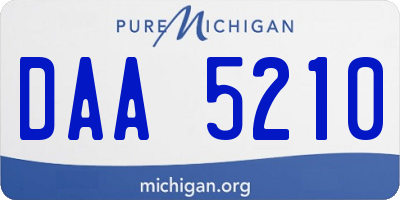 MI license plate DAA5210