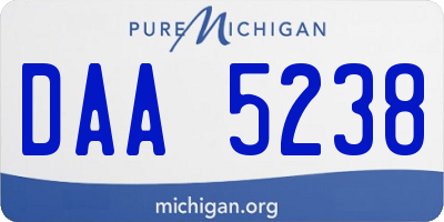 MI license plate DAA5238