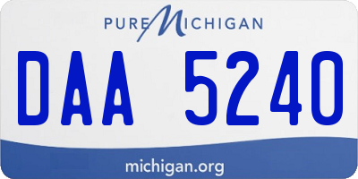 MI license plate DAA5240