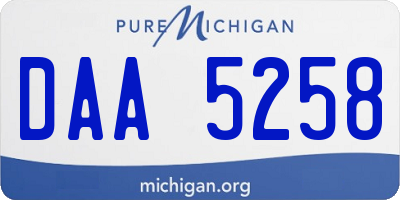 MI license plate DAA5258