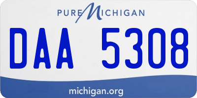 MI license plate DAA5308