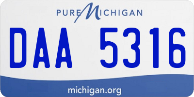 MI license plate DAA5316