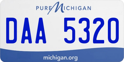 MI license plate DAA5320