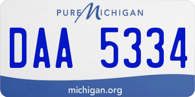 MI license plate DAA5334