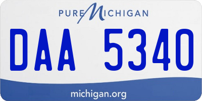 MI license plate DAA5340