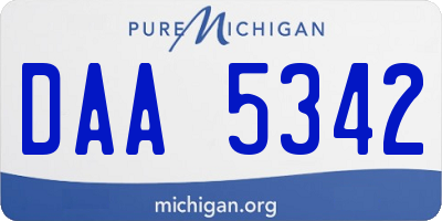 MI license plate DAA5342