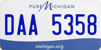 MI license plate DAA5358