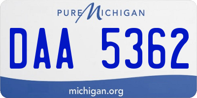 MI license plate DAA5362