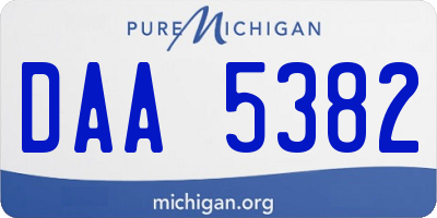 MI license plate DAA5382