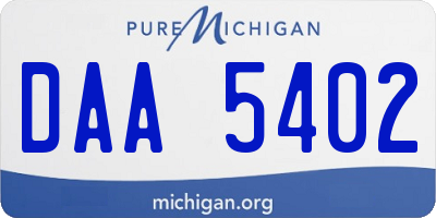 MI license plate DAA5402