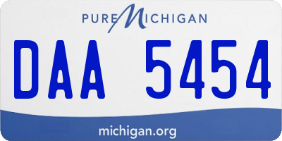 MI license plate DAA5454