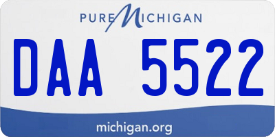 MI license plate DAA5522