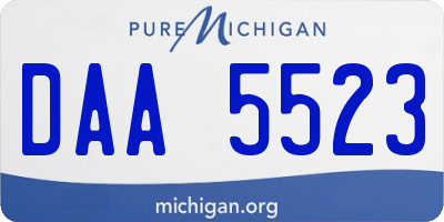 MI license plate DAA5523