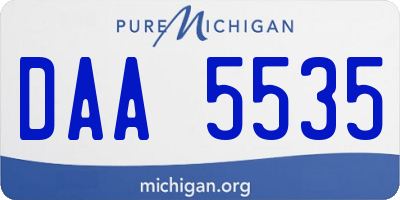 MI license plate DAA5535