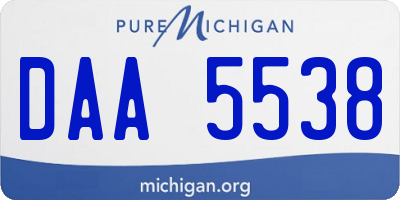 MI license plate DAA5538