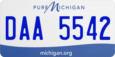 MI license plate DAA5542