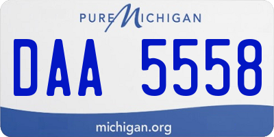 MI license plate DAA5558