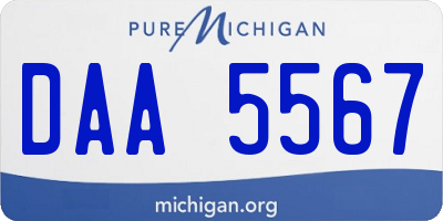 MI license plate DAA5567