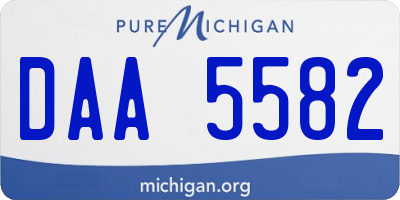 MI license plate DAA5582