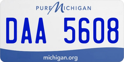 MI license plate DAA5608