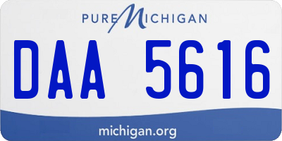 MI license plate DAA5616