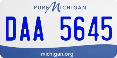 MI license plate DAA5645