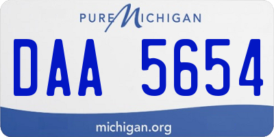 MI license plate DAA5654