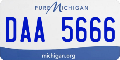 MI license plate DAA5666