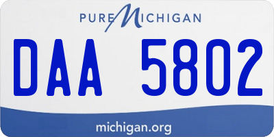 MI license plate DAA5802