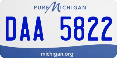 MI license plate DAA5822