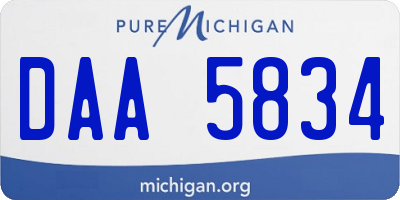 MI license plate DAA5834