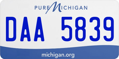 MI license plate DAA5839