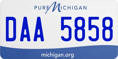 MI license plate DAA5858