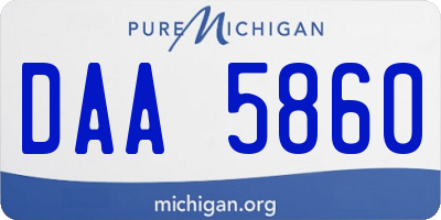 MI license plate DAA5860