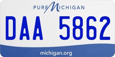 MI license plate DAA5862