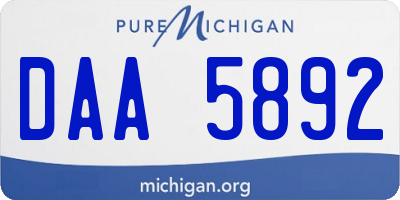 MI license plate DAA5892