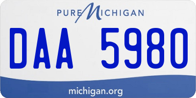 MI license plate DAA5980