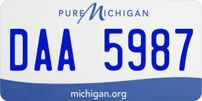 MI license plate DAA5987