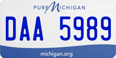 MI license plate DAA5989