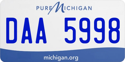 MI license plate DAA5998