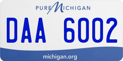 MI license plate DAA6002