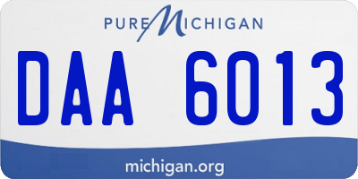 MI license plate DAA6013