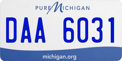 MI license plate DAA6031